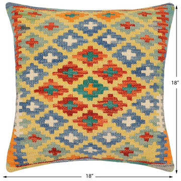 handmade Traditional Pillow Gold Rust Hand-Woven SQUARE 100% WOOL Hand woven turkish pillow2' x 2'